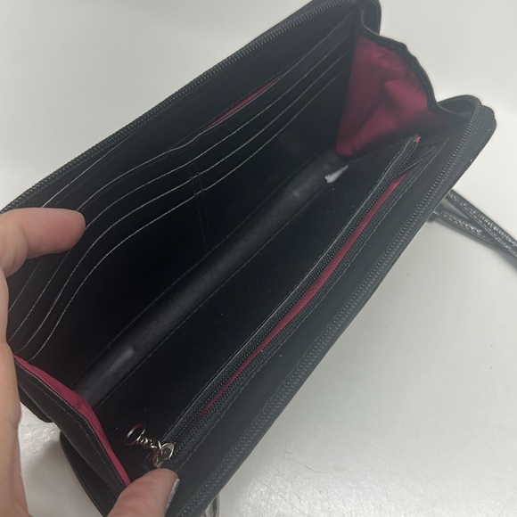 Coach Wristlet Wallet On Strap Monogram Signature Jacquard Zip Black 8" X 4.5" - Picture 6 of 8